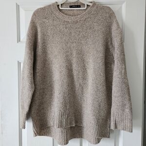Zara Cozy Tan Crew Neck Sweater